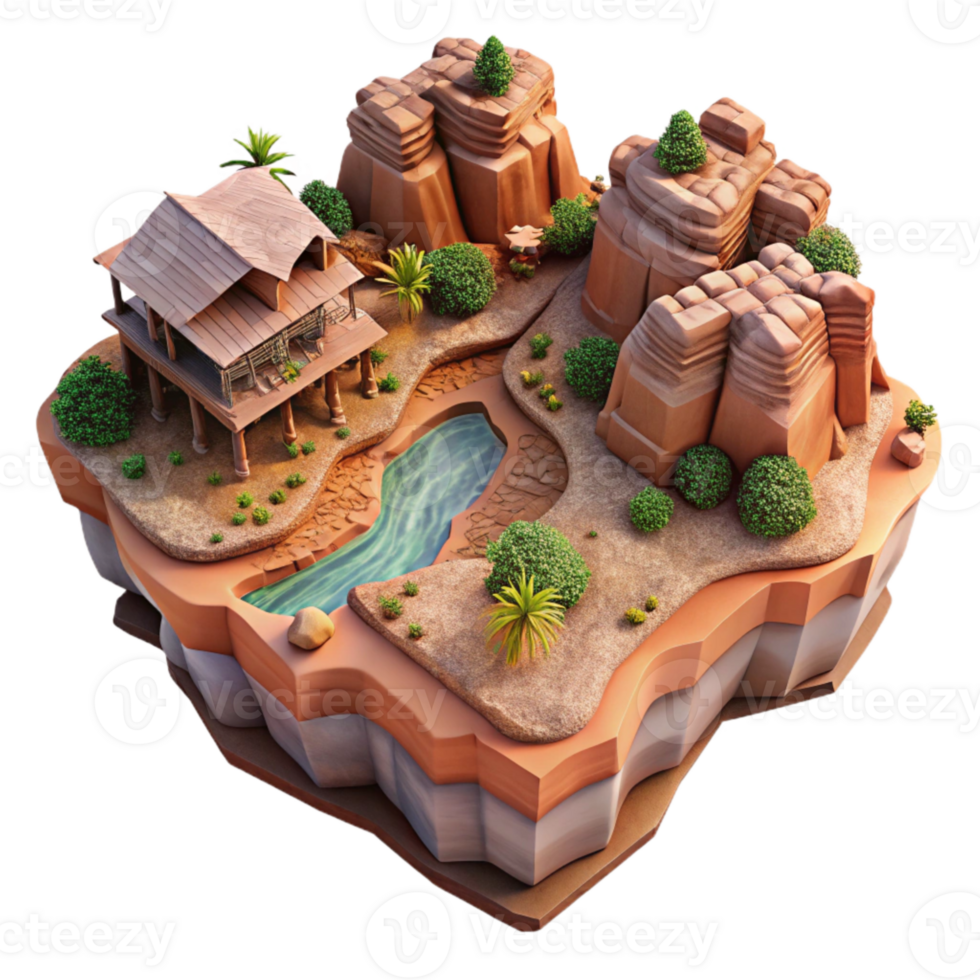 magnificent creative Rocky Zephyr Zone Landscape Top View Cutout high resolution png