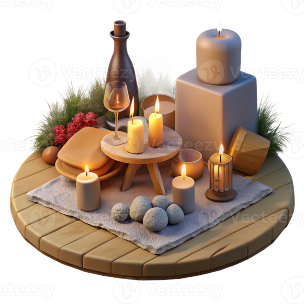 extraordinary vintage Romantic Sundowner Picnic Cutout with Candlelight Glow genuine png