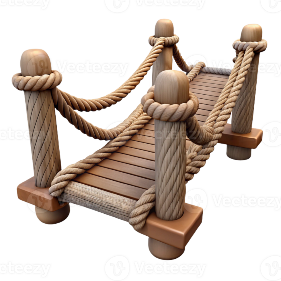 dramatic contemporary Rope Bridge Isolated with Detailed Knotwork authentic png
