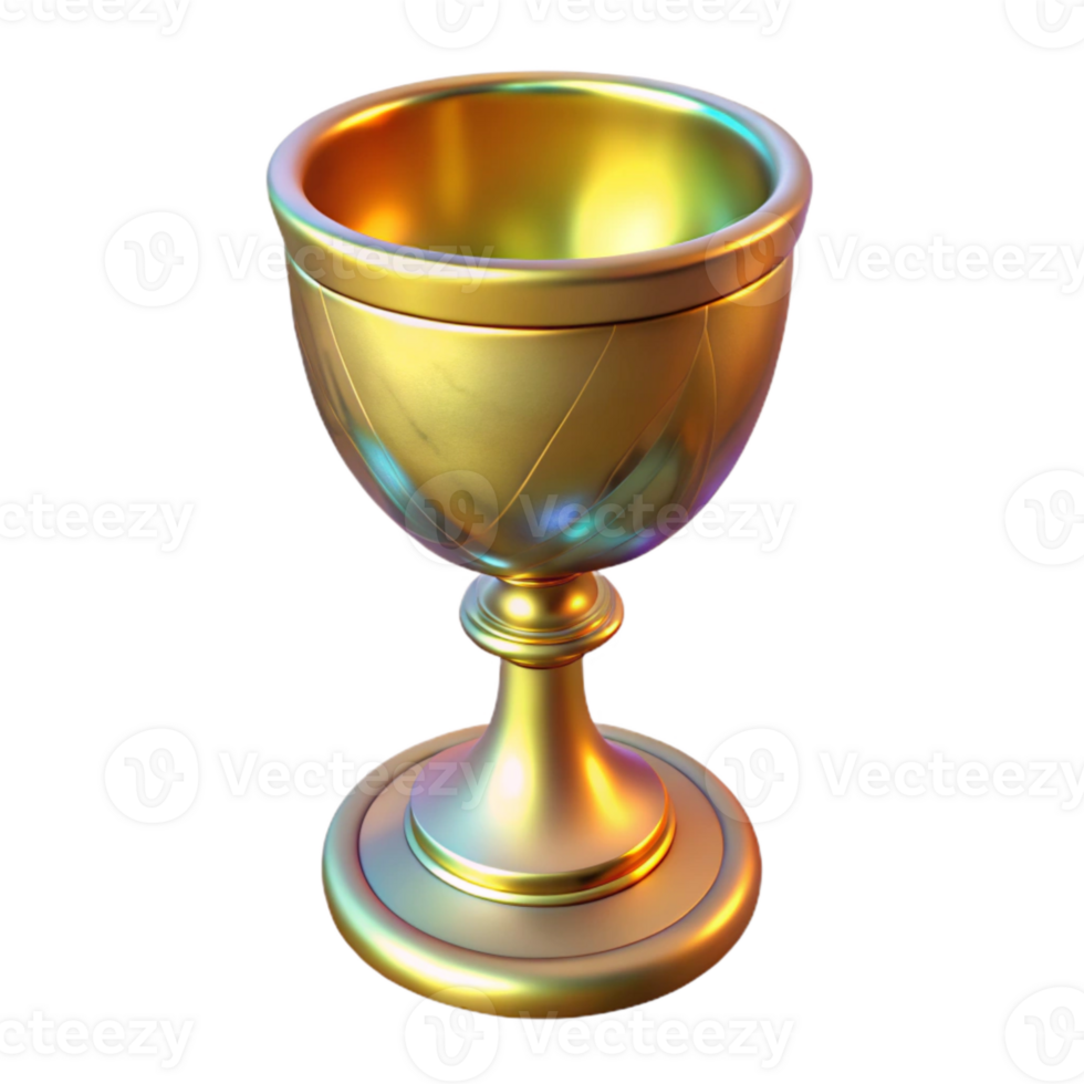 extraordinary artistic Rotating Hologram of Golden Goblet Isolated high quality png