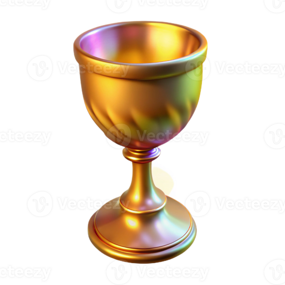 extraordinary rustic Rotating Hologram of Golden Goblet Isolated high resolution png