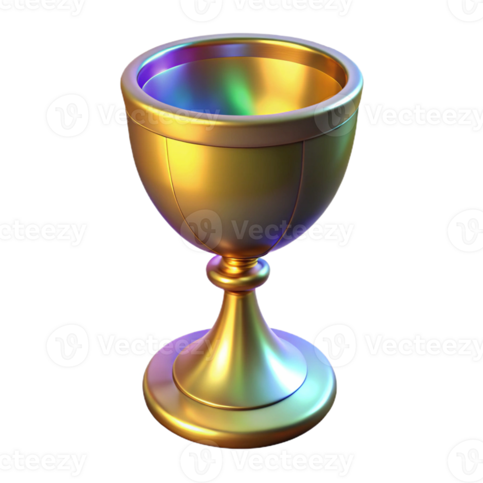 serene rustic Rotating Hologram of Golden Goblet Isolated genuine png