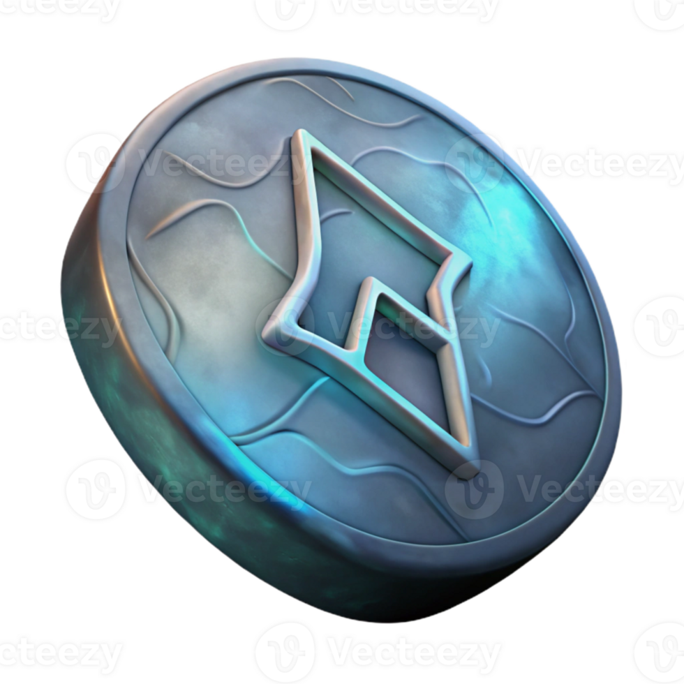 vibrant artistic Rotating Hologram of Viking Rune Stone Transparent Background original png