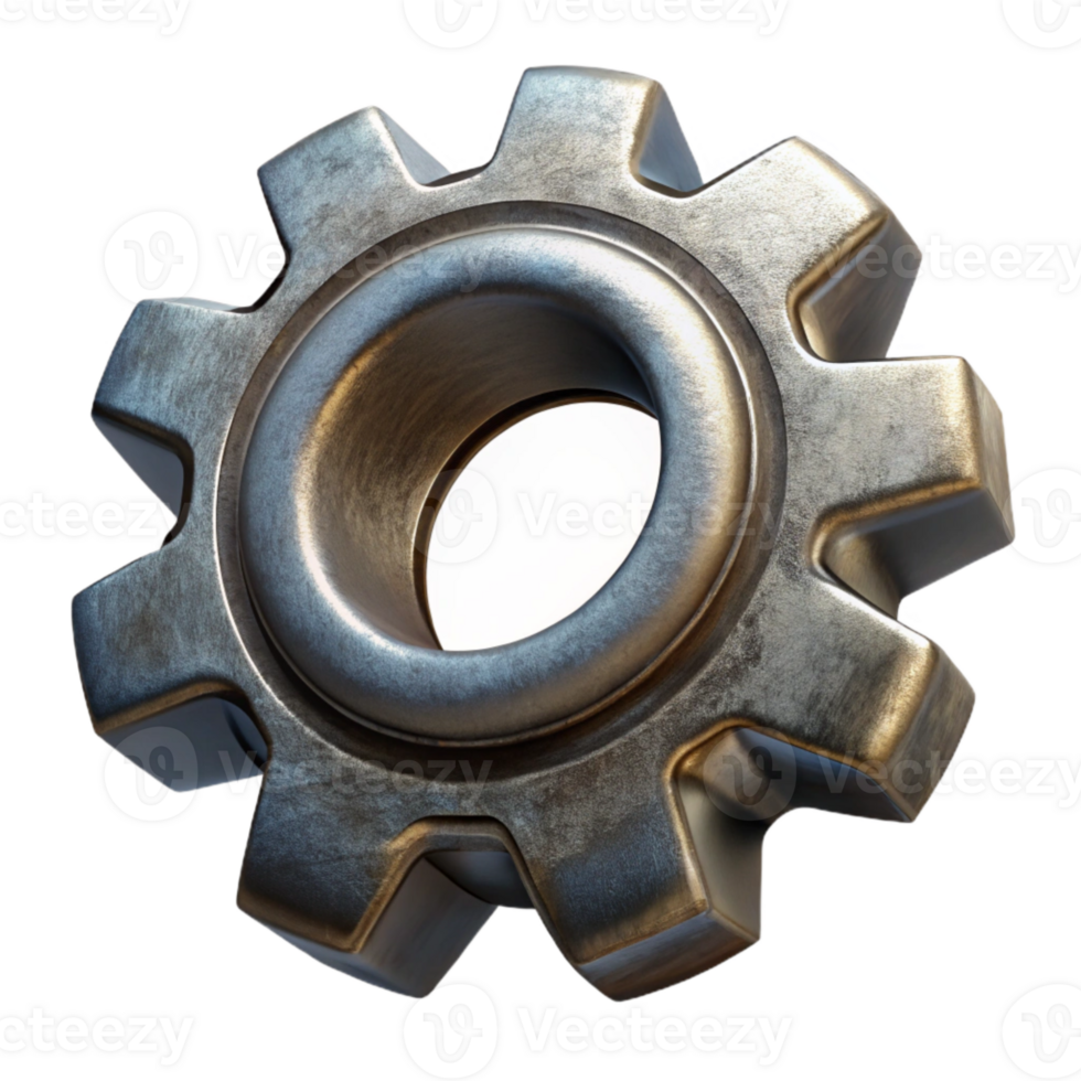 stunning creative Rotating Gear with Metallic Sheen Isolated original png