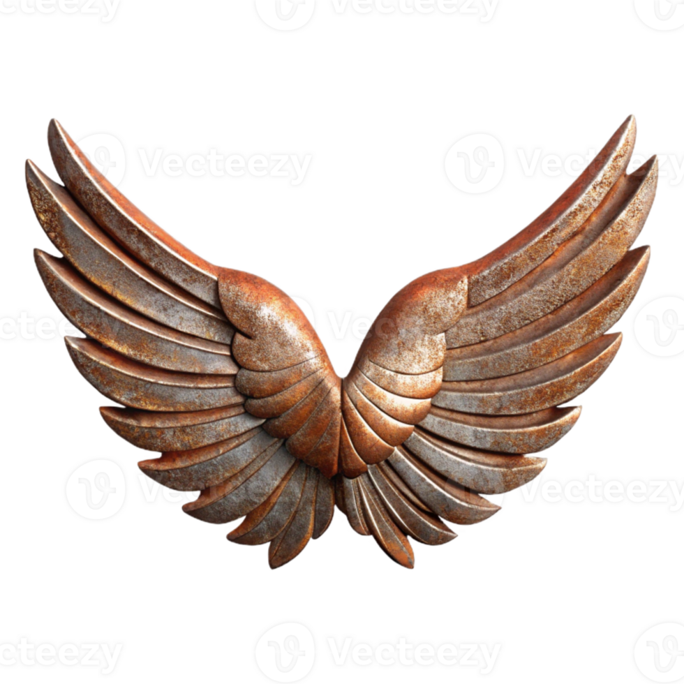 elegant abstract Rusty Iron Wings Spread Open Transparent Element png