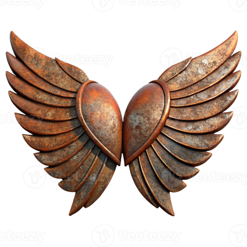 dramatic classic Rusty Iron Wings Top View Cutout high quality png