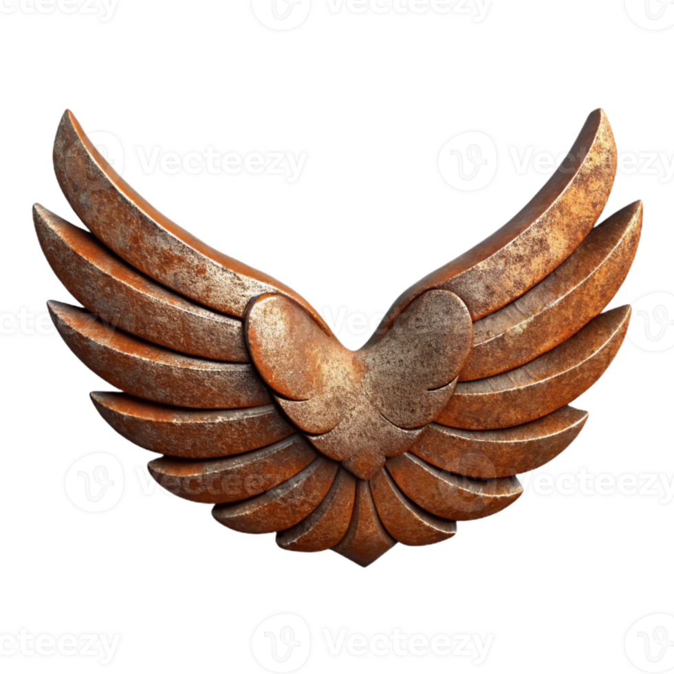 beautiful contemporary Rusty Iron Wings Cutout with Shadow Detail authentic png