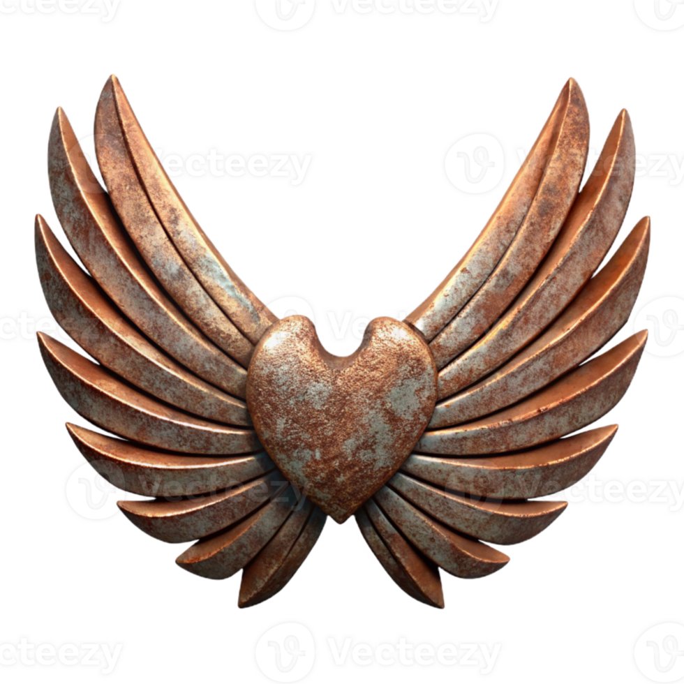 dramatic modern Rusty Iron Wings Spread Open Transparent Element original png