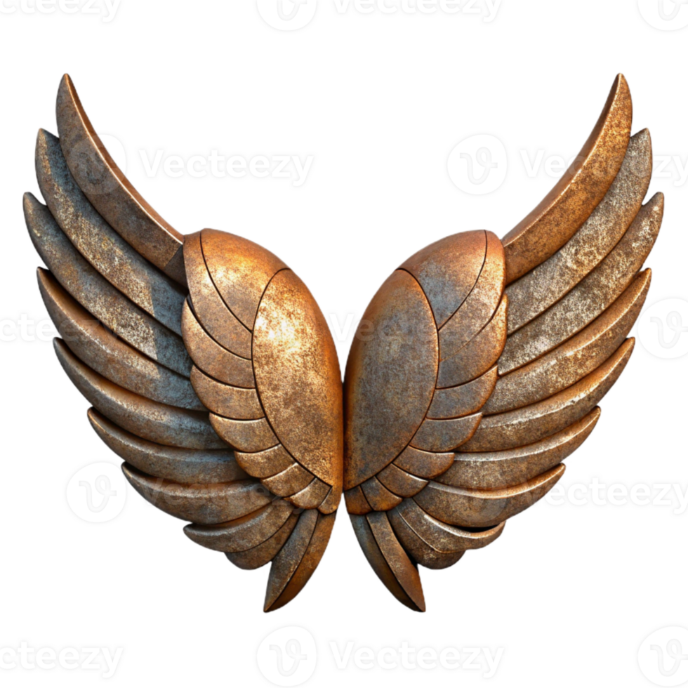 wonderful artistic Rusty Iron Wings Top View Cutout authentic png