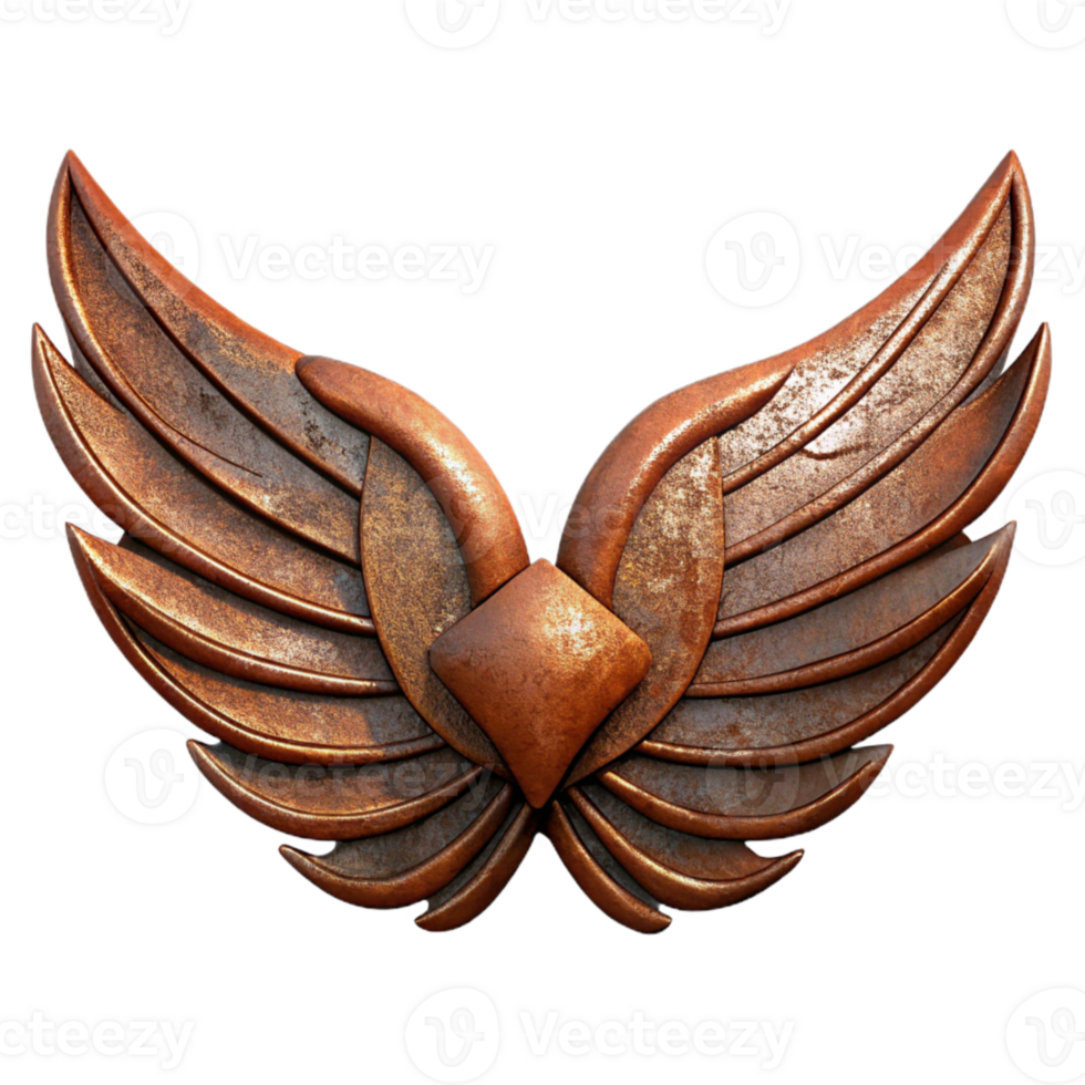 serene rustic Rusty Iron Wings Cutout with Shadow Detail premium png