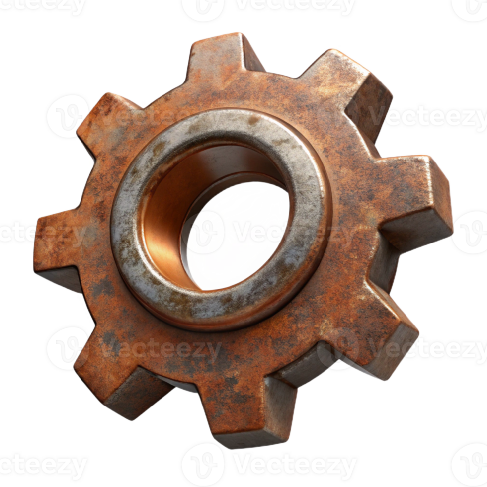 beautiful creative Rusty Metal Gear Cutout Transparent Background high quality png