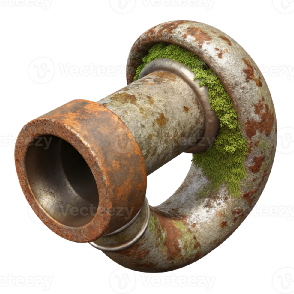 wonderful contemporary Rusty Metal Pipe with Moss Cutout Isolated high quality png
