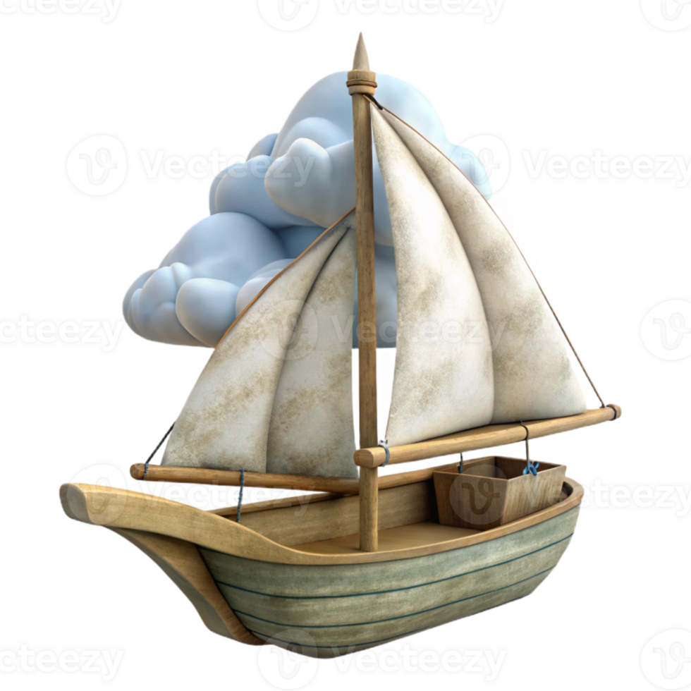 impressive classic Sailing Vessel Cutout with Furled Sails Cloudy Background original png
