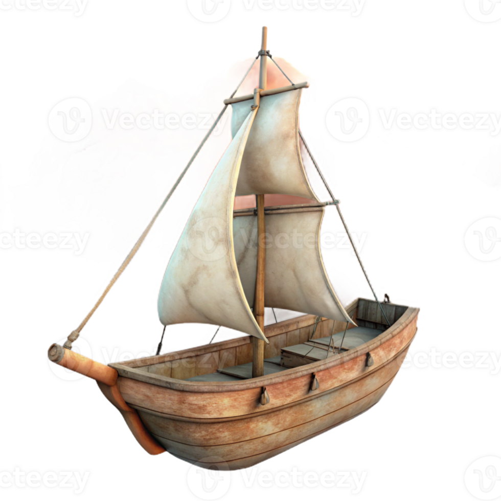 beautiful rustic Sailing Vessel Isolated Against Cloudy Sky Sunset Hues original png