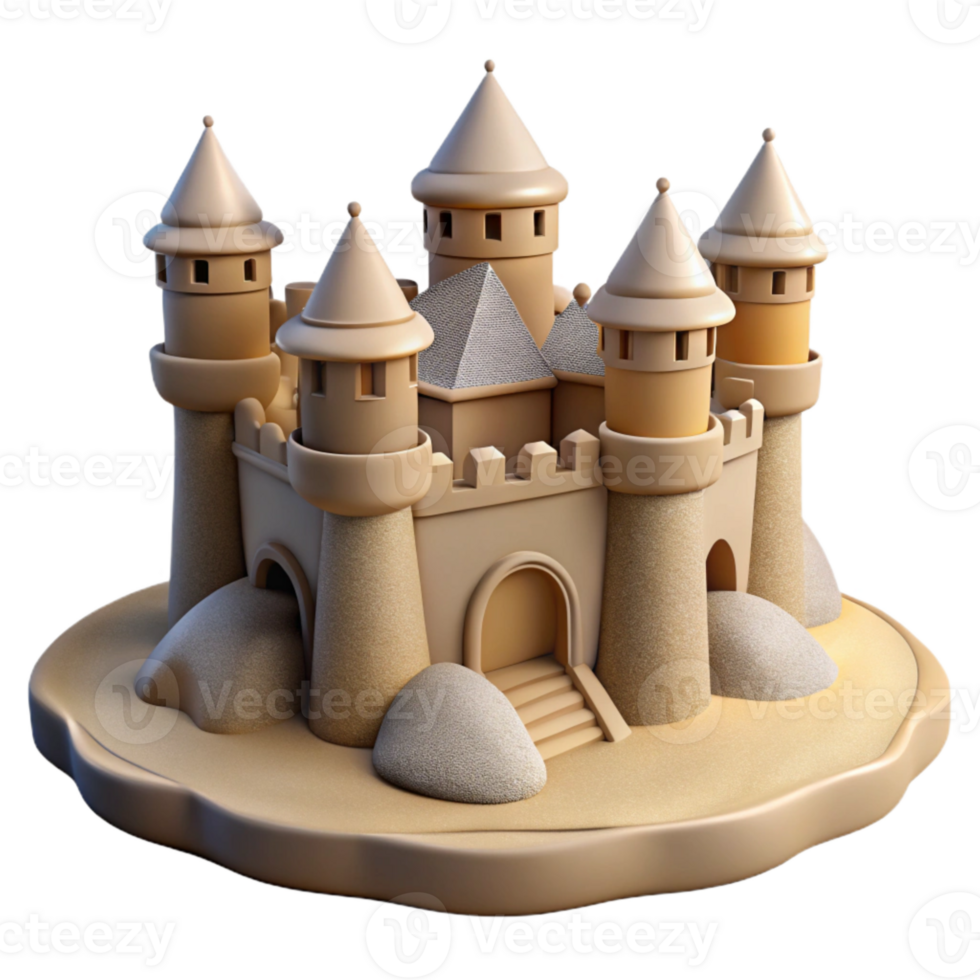 beautiful contemporary Sandcastle Isolated Intricate Design Transparent Background premium png