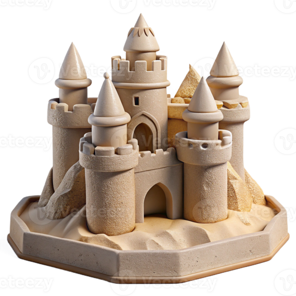 magnificent traditional Sandcastle Isolated Intricate Design Transparent Background detailed png