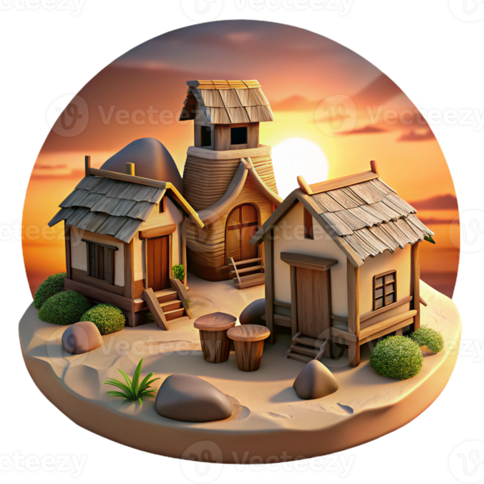 elegant rustic Scenic Vespera Village at Sunset Cutout png