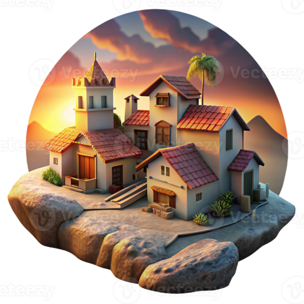 magnificent abstract Scenic Vespera Village at Sunset Cutout png