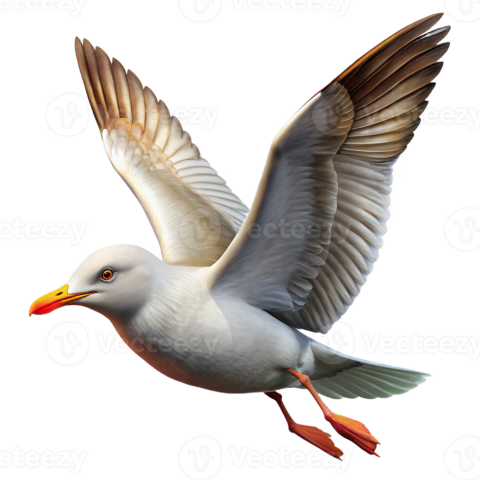 stunning vintage Seagull in Flight Transparent Background Coastal Scene premium png