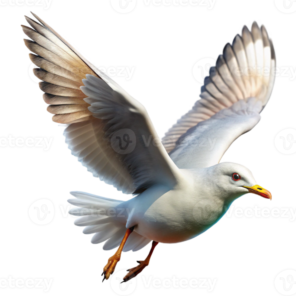 extraordinary artistic Seagull in Flight Transparent Background Coastal Scene high resolution png