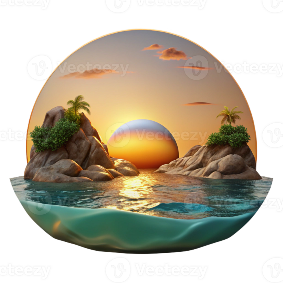magnificent abstract Seascape Panorama Cutout Golden Hour Lighting Isolated premium png