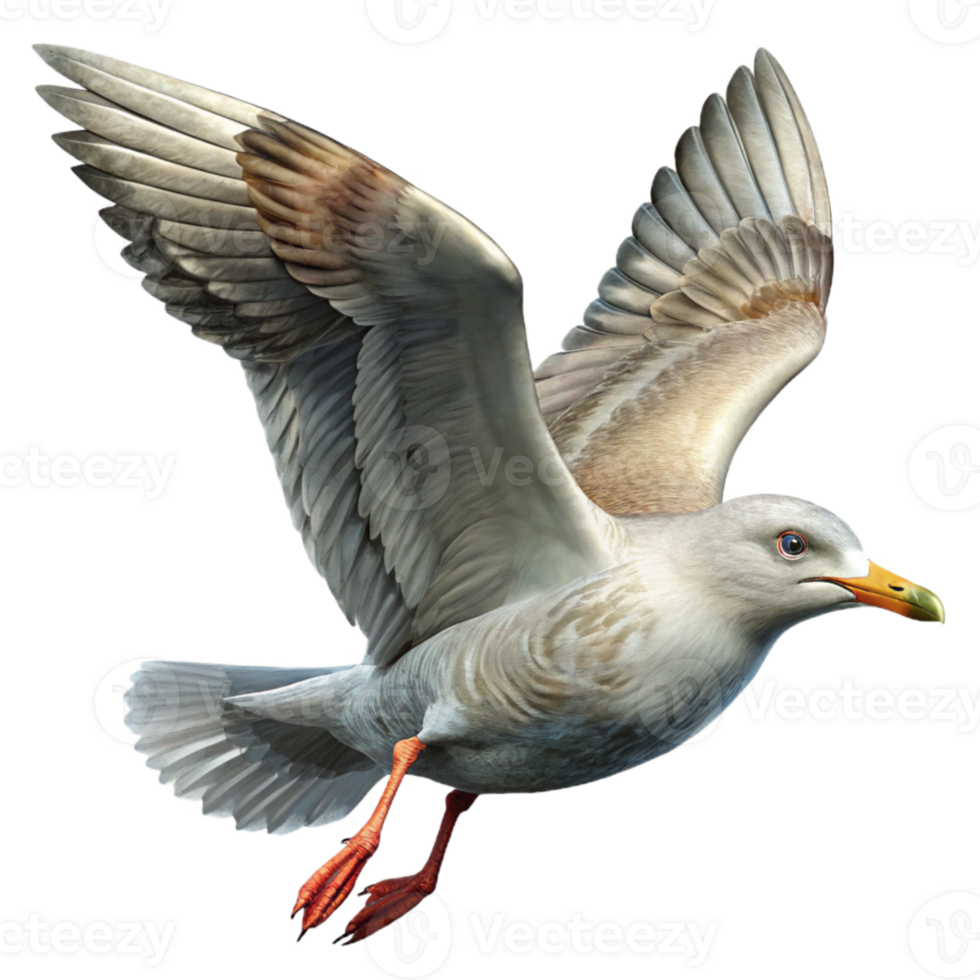 dramatic rustic Seagull Transparent Background Coastal Bird in Flight detailed png
