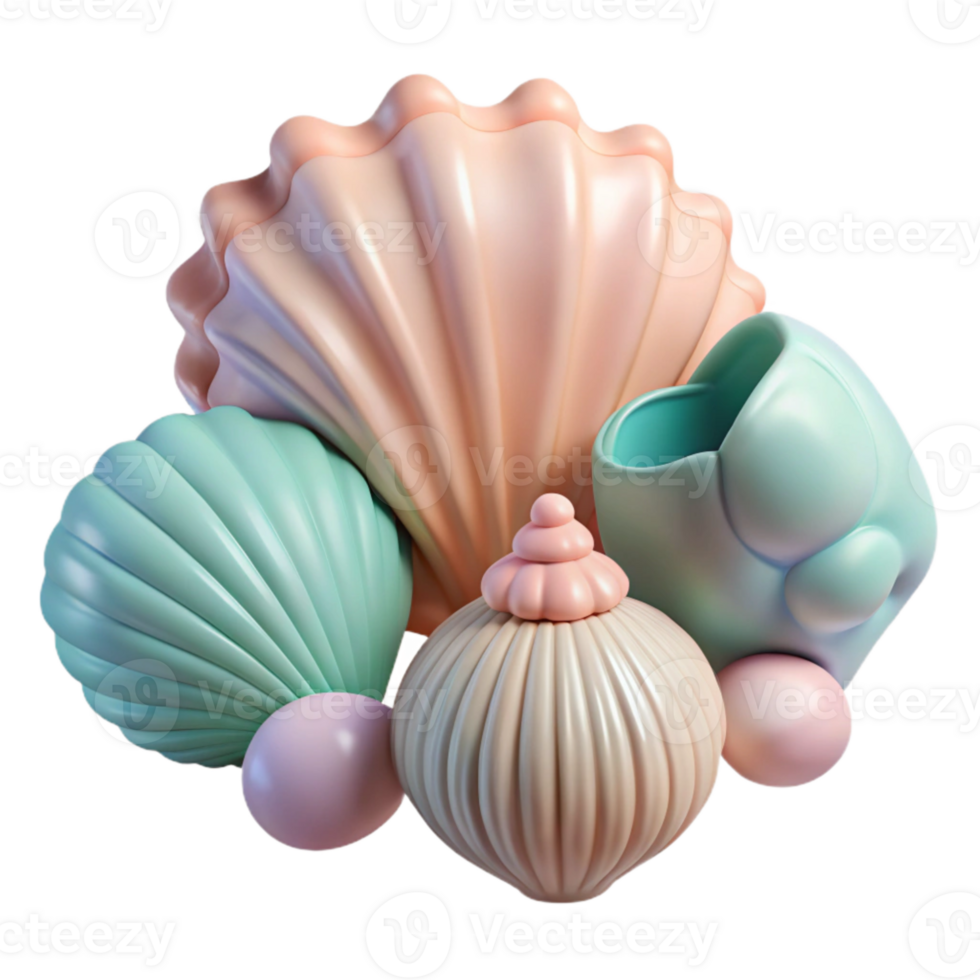beautiful classic Seashell Collection Isolated on Transparent Background Pastel Colors original png