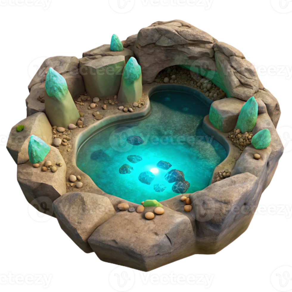 stunning minimalist Secluded Cove Glowing Plankton Transparent Background Isolated high quality png