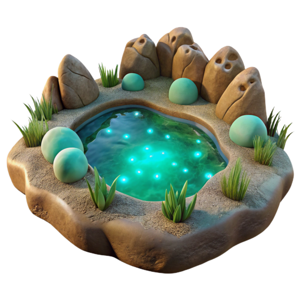 magnificent rustic Secluded Lagoon Glowing Algae Transparent Background high quality png