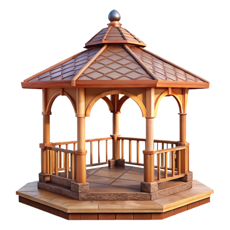 wonderful rustic Secluded Sundowner Gazebo Isolated on Transparent Background professional png