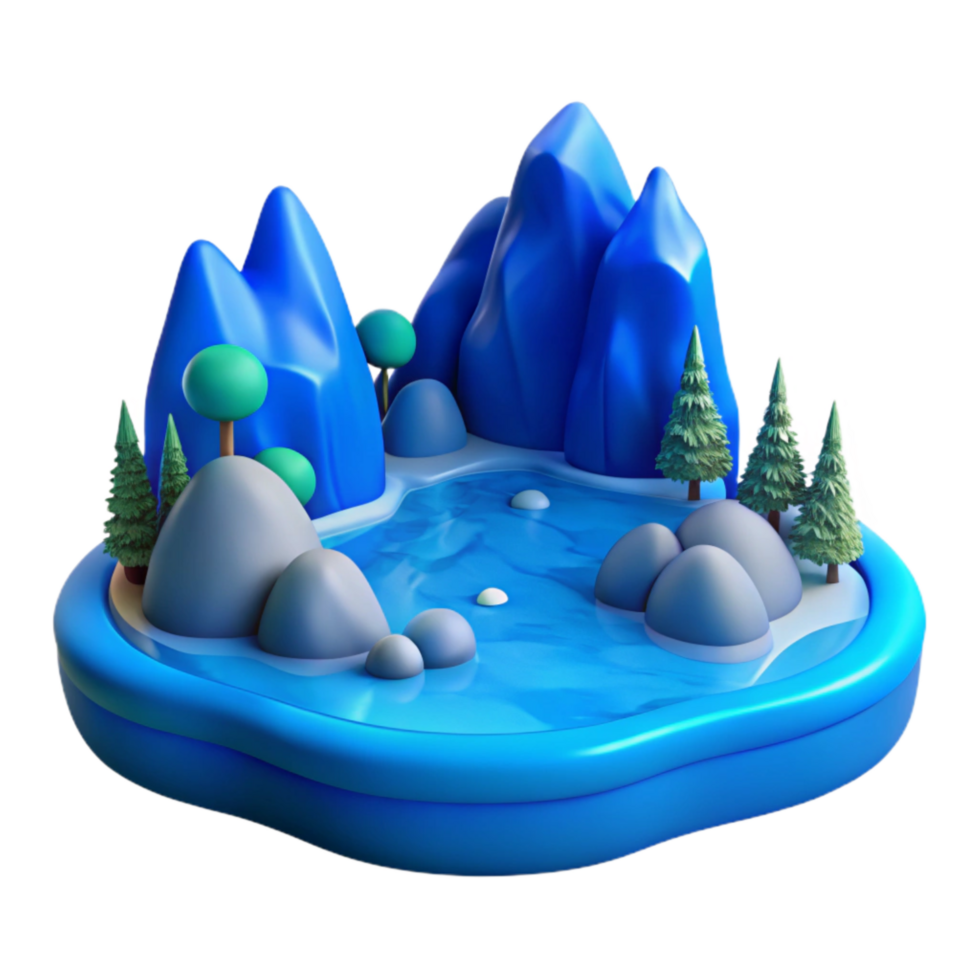 beautiful creative Serene Blue Fjord Waterscape Cutout Element authentic png