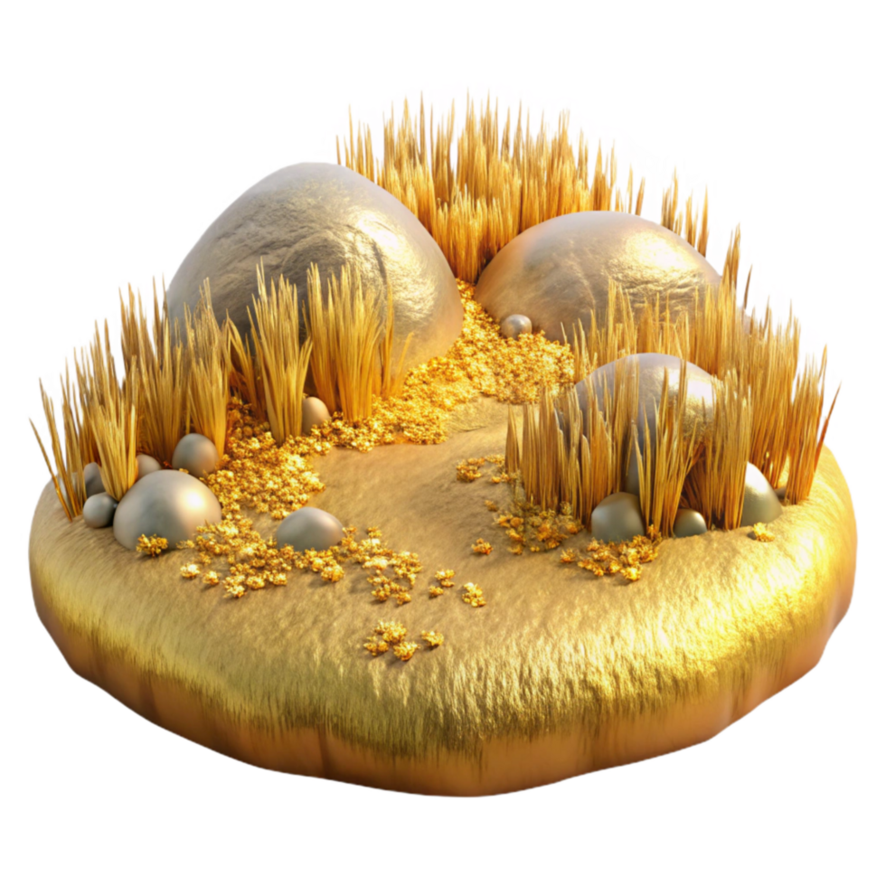 stunning abstract Serene Gilded Valley Meadow Isolated Transparent Background high resolution png