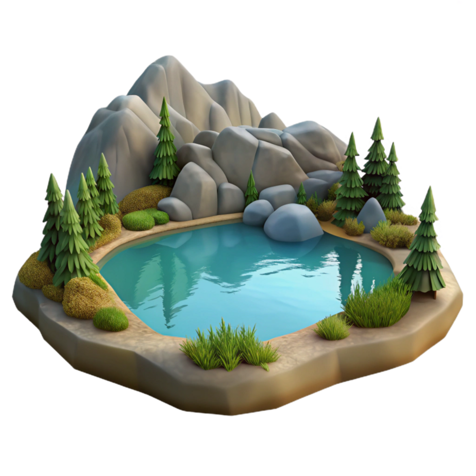 wonderful artistic Serene Lake Landscape Cutout on Transparent Background exclusive png