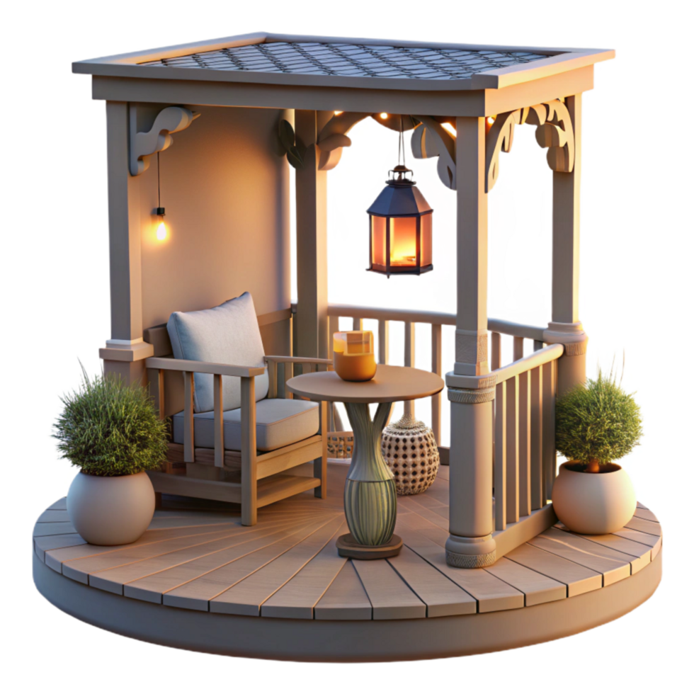 elegant contemporary Serene Sundowner Balcony Scene Isolated Transparent Background professional png