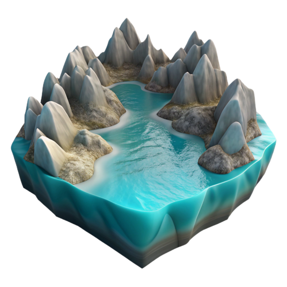 wonderful minimalist Serene Waters Fractal Fjord Cutout Bright Daylight professional png