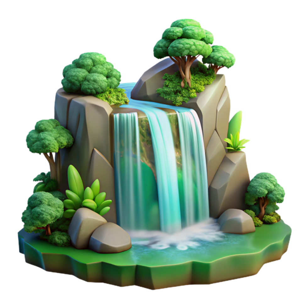 impressive classic Serene Waterfall Transparent Background Green Forest Canopy original png