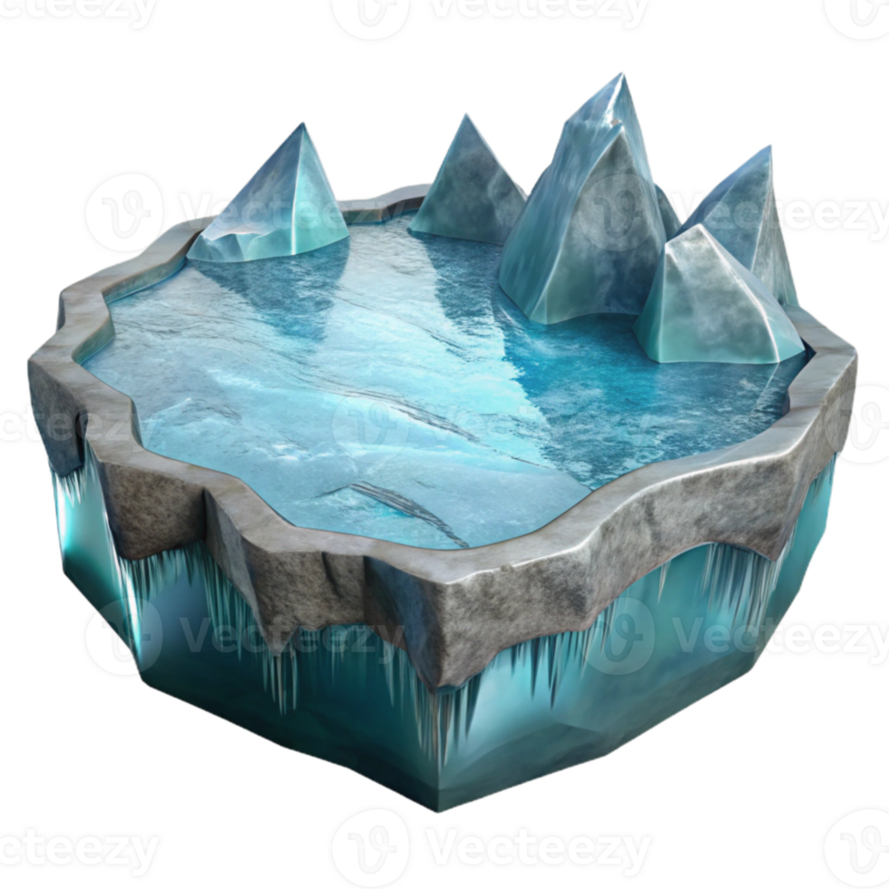 vibrant minimalist Sharp Frozen Lake Ice Edge Cutout Transparent Background png