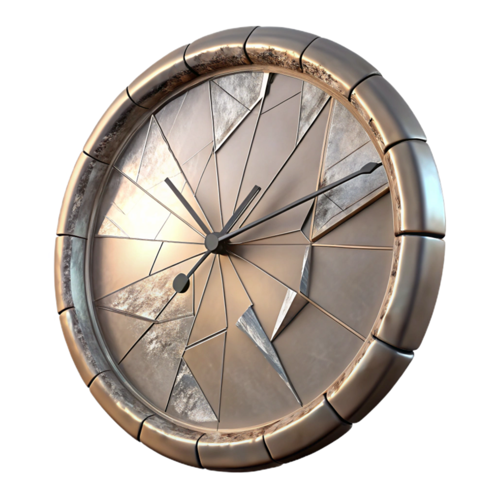 dramatic classic Shattered Clock Face Isolated with Cracked Glass exclusive png