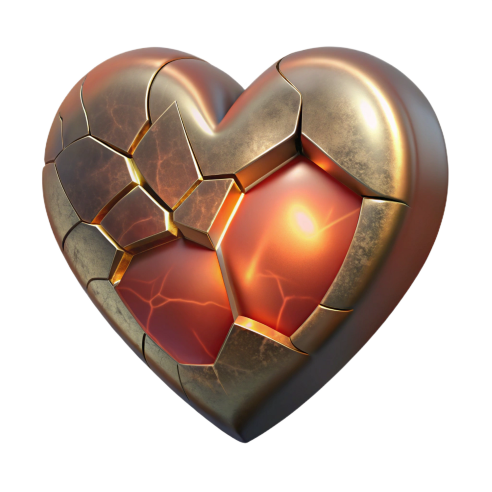 magnificent vintage Shattered Clockwork Heart Transparent Background Isolated authentic png