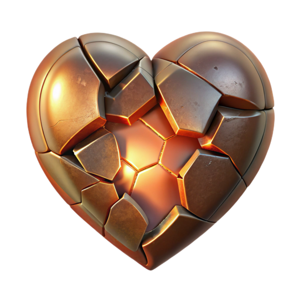 serene modern Shattered Clockwork Heart Transparent Background Isolated professional png