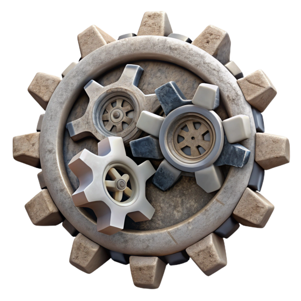 extraordinary vintage Shattered Clockwork Cogs Transparent Background Top View authentic png