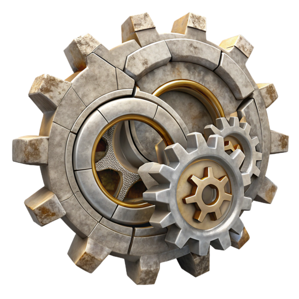 wonderful traditional Shattered Clockwork Gears Cutout on Transparent Background premium png