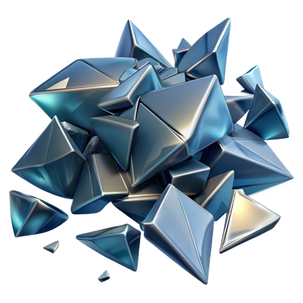 dramatic artistic Shattered Glass Pieces Isolated on Transparent Background with Bright Highlights high resolution png