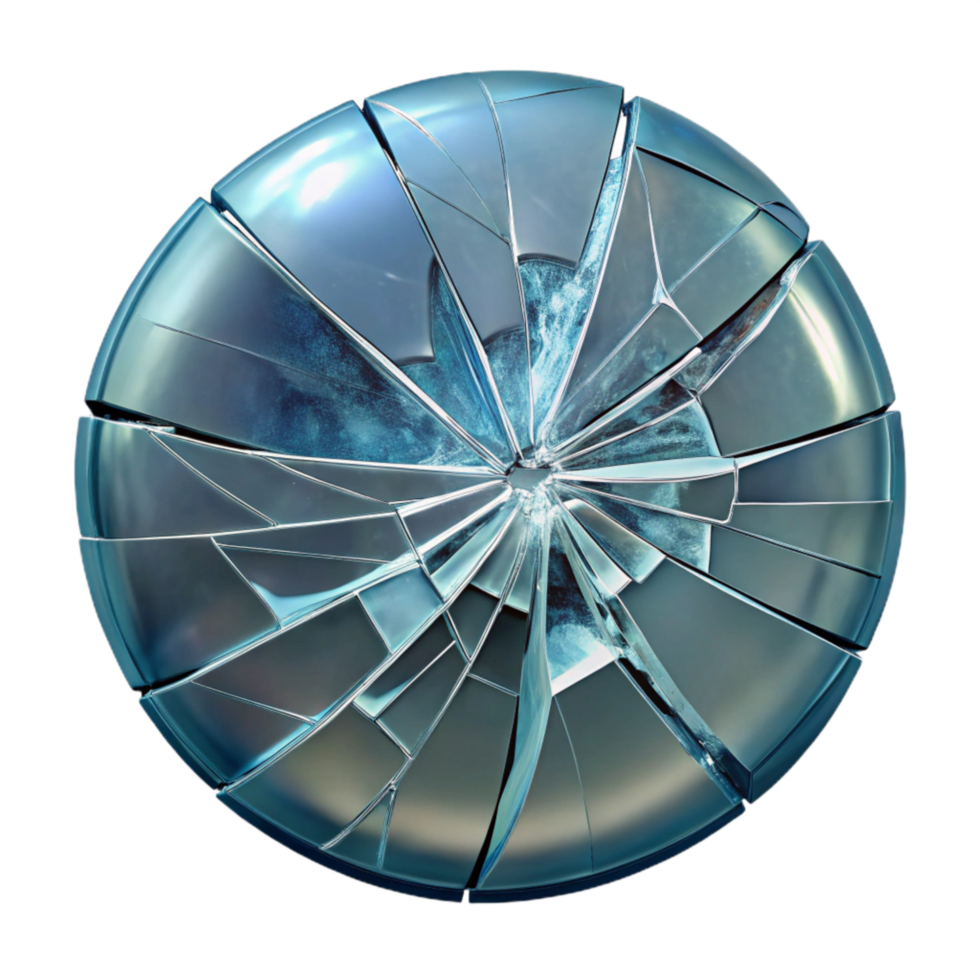 beautiful classic Shattered Glass with Transparent Background and Radial Cracks professional png