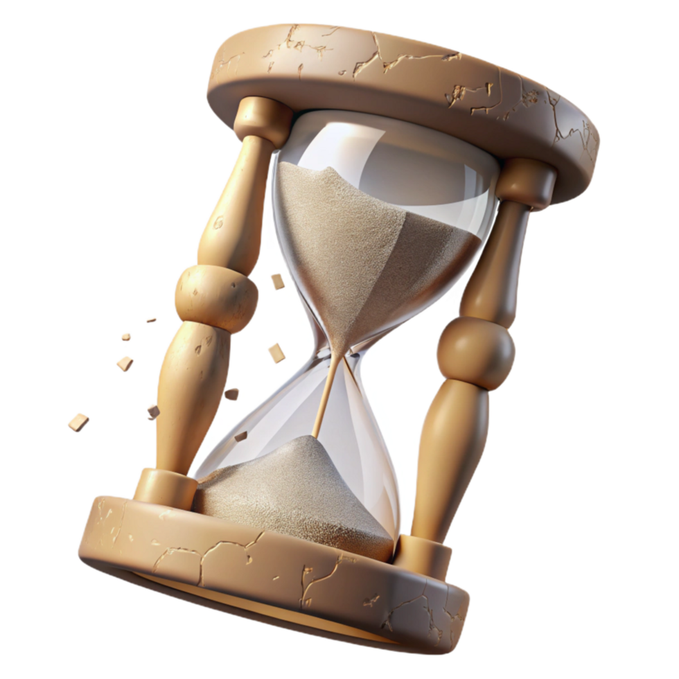 impressive creative Shattered Hourglass Cutout with Sand Particles png