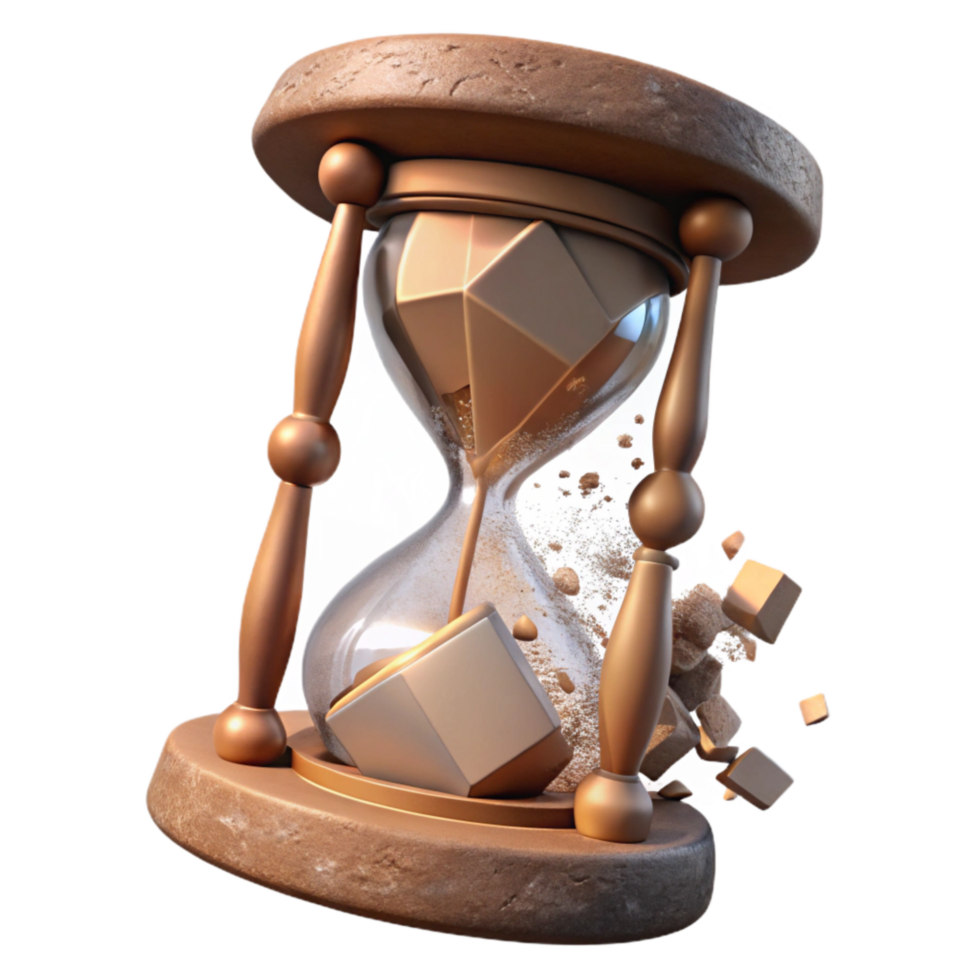 impressive minimalist Shattered Hourglass Cutout with Sand Particles original png