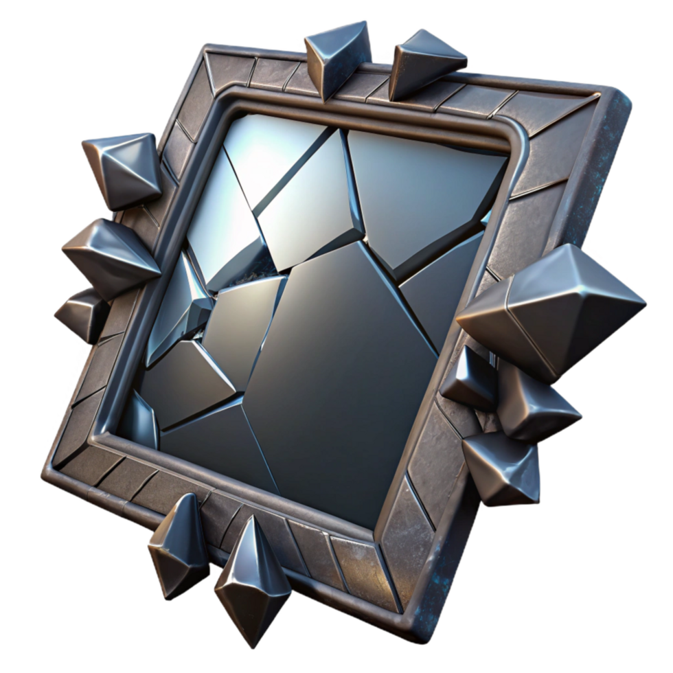 dramatic rustic Shattered Mirror with Isolated Shards and Dark Frame authentic png
