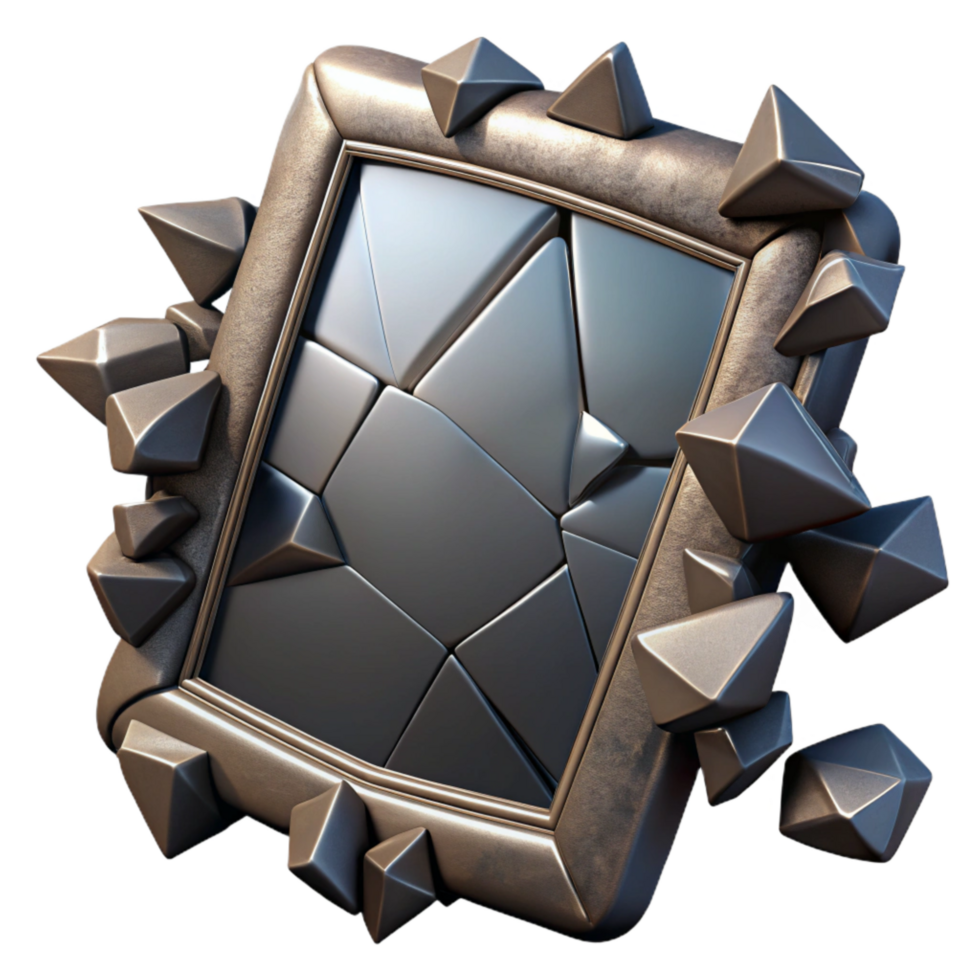 wonderful vintage Shattered Mirror with Isolated Shards and Dark Frame high quality png