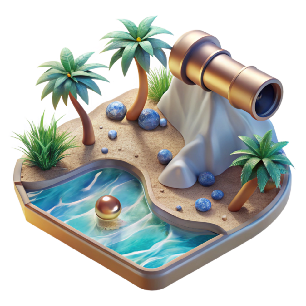 magnificent rustic Shimmering Kaleidoscope Beach Isolated Tranquil Coastal Scene png