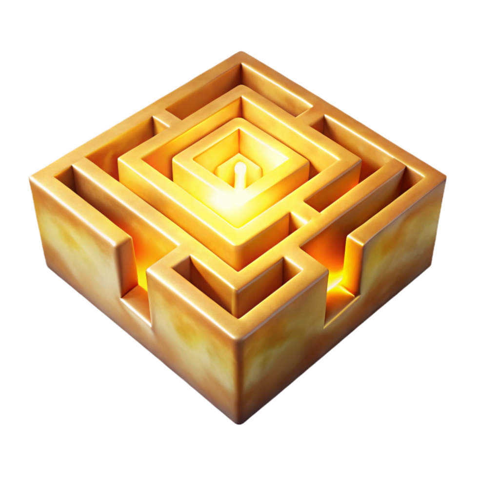 magnificent rustic Shining Luminari Maze Isolated with Warm Yellow Light premium png